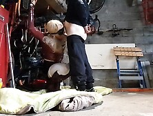 Bound And Blindfolded Milf Services Hard Cock With Her Mouth