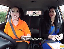 Ex-Prisoner with BIGGEST BAZOOKAS having lesbo sex with Jasmine Jae - Fake Driving School