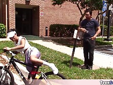 Extra small and cute cyclist teen fucked
