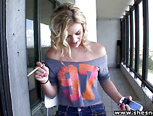 Fresh-faced blonde teen babe from ShesNew gets pounded doggy style