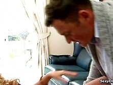 Stunning British MILF Stacey Saran rides big dick partner Seth Strong