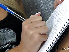 Sporty Blonde Nanny Works Out Of Her Pink Panties To Screw Her Boss In Bed.