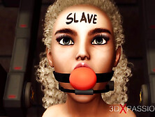 Strap-On Attack! Horny Lesbian Blonde Slut In Restraints Gets Fucked Hard