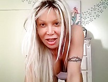 Blonde Tranny With A Hard Stick Cock Playing