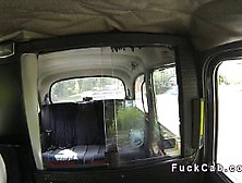 Blonde amateur wanks and fucks in cab