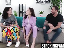 Satine Summers blows stepdad then wife joins