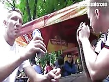 Two Amateur Men Have Fun Drinking