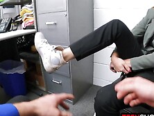 Big boobs teen shop employee Angel Youngs gets busted stealing shoes