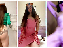 TikTok Compilation Part 3: Brunette Dancing Without Lingerie,  Short Dress Without Panties,  Stockings,  Thong,  Striptease
