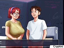 Rubbing my knob on yoga teacher during the time that helping her