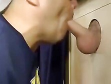 Gay Gloryhole Blowjob,  Young Man Serviced