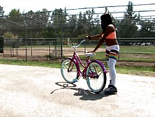 Lovely black babe Christie Sweet takes care of a big fat dick