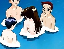 Nasty hentai girl blowing cocks underwater