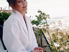 Superb dark haired sexy taking 2 cocks