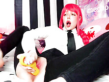 Makima made you observe while she poke her beaver with faux-cock chainsaw stud