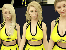 Playful big-titted mom character in a visual novel