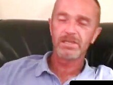 Mature amateur man jerks his small hairy dick and cums