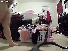 Chubby gal spied--nude and getting dressed