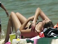 Hot Coed Beach Nip Slip