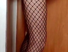 Milf attaches a suction cup dildo to different surfaces and gets fucked on it