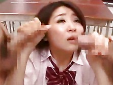 Schoolgirl Giving Blowjobs For 2 Schoolguys Fucked In The Classroom