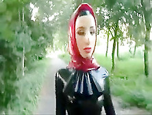 Mislim Latex Wench Outside Walking