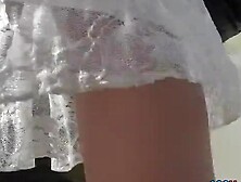 Pleasant white strap panty upskirt