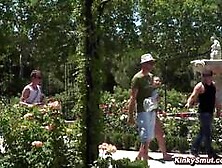 Blonde Selvaggia loves public nudity and bondage and double penetration