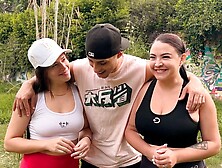 Daniela Gomez, Milan Rodriguez And Ema Ribeiro - Stranger Offers Money To Girlfriends In A Public Park To Fuck Their Tight Pussi