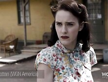 Caucasian Lady Looks At Naked Neighbor While Grooming Herself After Bathing.