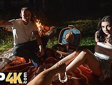 HUNT4K.  Sweet petite brunette doesn’t care about her bf and is giving a sloppy bj to a stranger