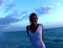 Super Skinny Blonde Playing Naked in the Gulf of Mexico - SpringbreakLife