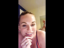 Pretty lady teases with her cleavage,  booty and mature feet in a solo