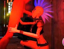 3Dgspot - Wild Punk Girl Lets Huge Cock Stranger Throat Her In Multiple Positions! 3D Animation!