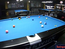 Big booty Thai GF plays pool and blowjob