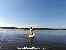 Blonde Milf Plays With Dildo And Gives Blowjob On A Sup Board