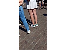 Sexy legs wearing a short skirt