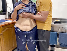 Sensual Kitchen Play With Indian Couple - Boobs,  Ass,  And Navel Caressed,  Hot Romance