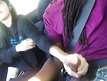 Lezbian Gives Friend Hand-Job In Car