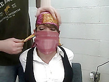 Scarfed secretary bondage