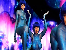 3 Blue Alien Babes! Live Webcam Show