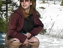 Skirt Girl Pissing In The Snow