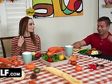 Step Cousins Gone Wild - Sneaky Thanksgiving Dinner Oral Job