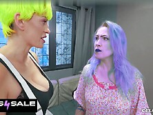 SFX pervert damsel with a Wonka fetish enjoys breast growth and belly expansion