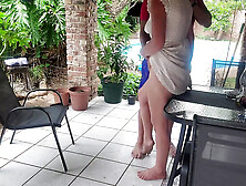 Hot Wife Fucks Neighbor on Patio - Doggy Style & Creampie - Sparowdox