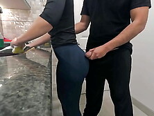 White Maid getting Cum in her Ass while Working in the Kitchen (FREE USE)