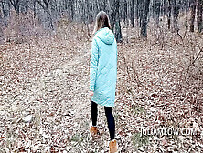 Exhibitionist Slut Undresses In The Autumn Forest