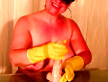 Sensual Jerk Off Instructions In Fetish Rubber Gloves For A Messy Climax!