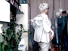 Filming a movie about checking the elasticity of an elderly secretary's pussy.. )) View from one of the cameras... ))