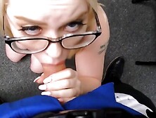 Blonde Haley Spades blows a big and veiny dick